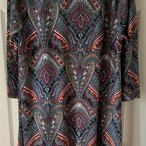 Carmen Marc Valvo Dress.Shift style. Great color pattern.Hits right above knee.